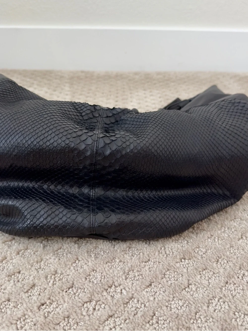 Vintage Comtesse Black Genuine Leather with Genuine Snakeskin Hobo Bag #hobo